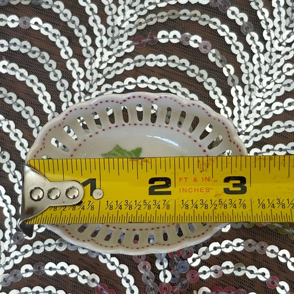 Vintage Floral Trinket Dish Andrea By Sadek Reticulated Lattice Porcelain - Picture 7 of 9